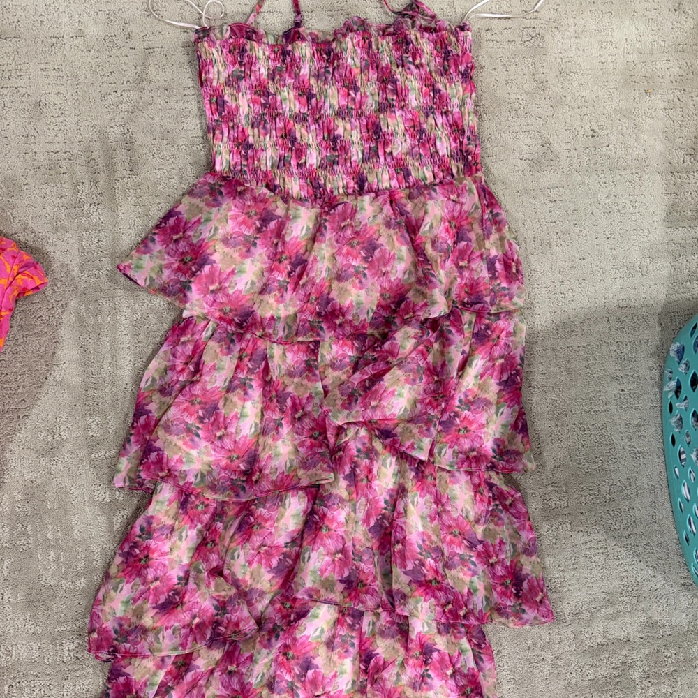 Floral Pink Ruffle Maxi Dress